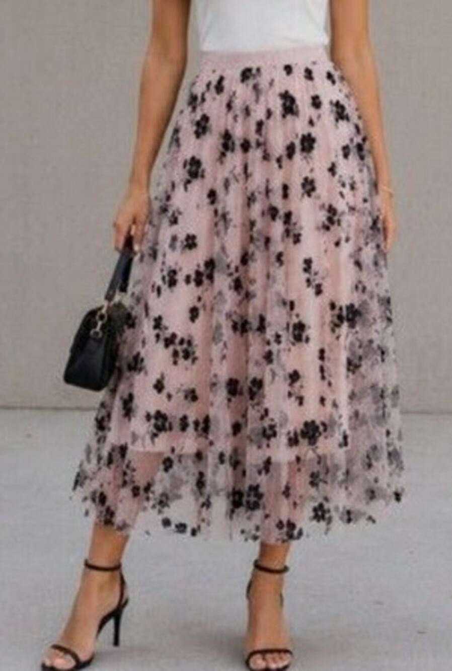 NWOT Anne Klein Floral Mesh Long Skirt Womens Size Medium